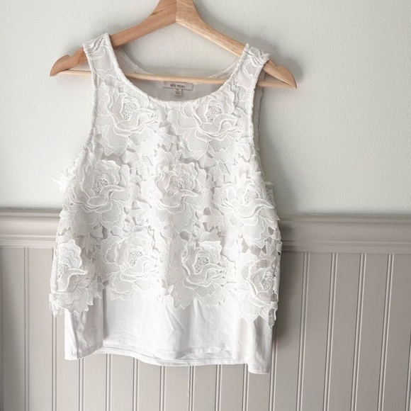 Ella Moss Tops - Ella Moss White Floral Lace Tank Top Size XS